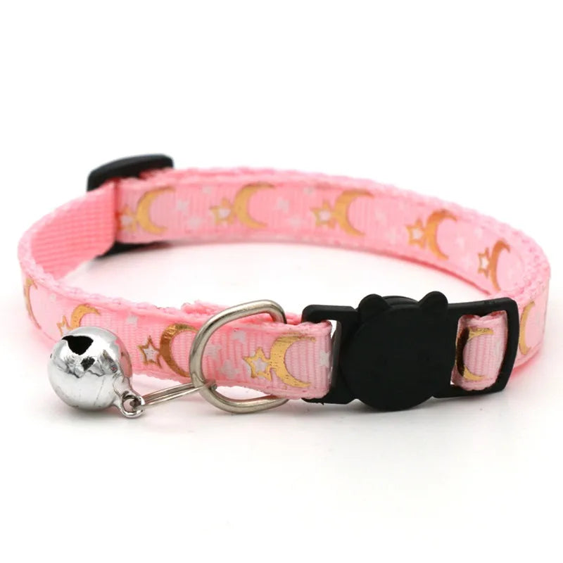 Pet Collar With Bell Cartoon Footprint Adjustable Safety For Dogs