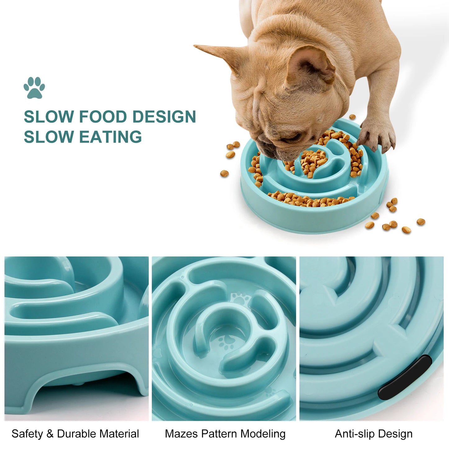 Pet Dog Slow Feeder Bowl Non Slip Anti Gulping