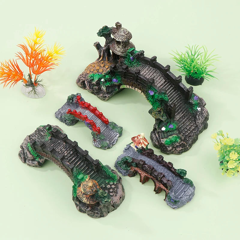 Resin Bridge Aquarium Ornament For Fish Tank Decoration
