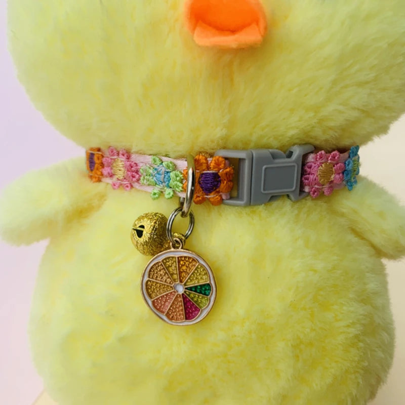 Pet Collar With Bell Cartoon Footprint Adjustable Safety For Dogs