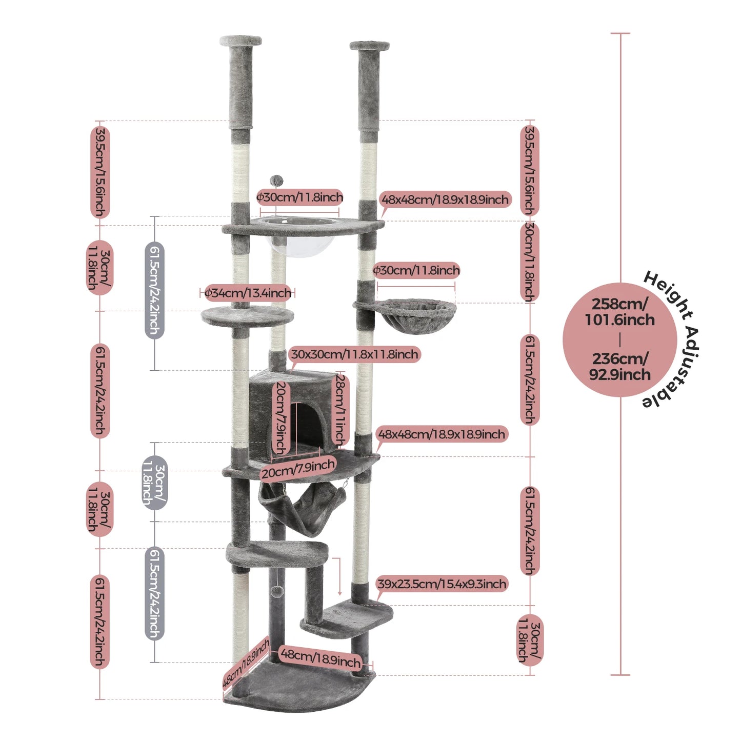 PAWZ Road Five Tier Cat Tree With Condo Scratching Posts