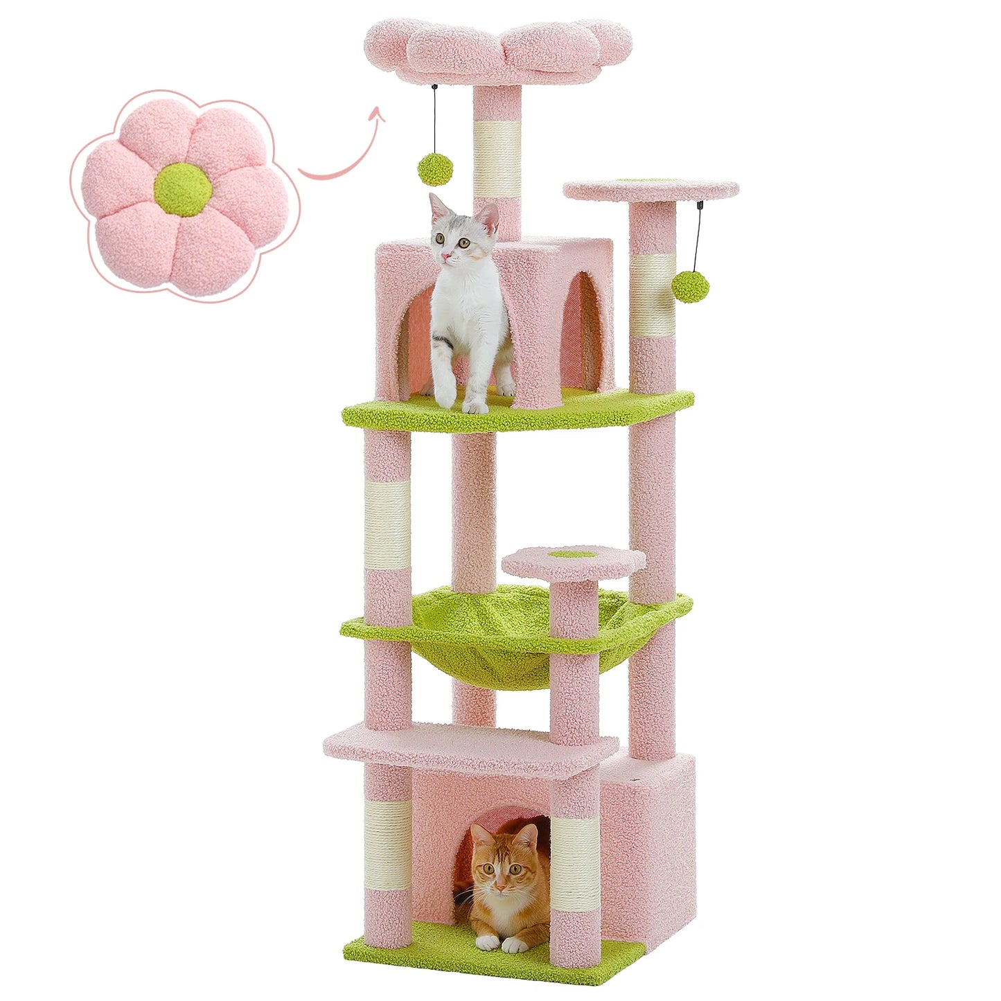 PEQULTI Cat Tree Tower Six Levels With Perches And Condos