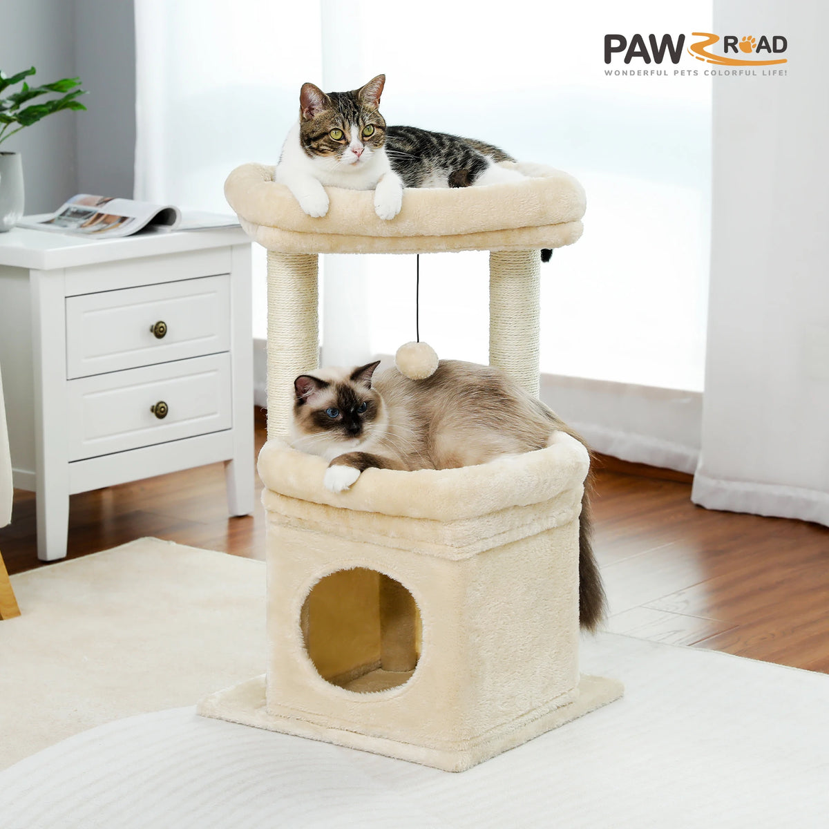 PAWZ Road Cat Tree With Sisal Posts And Cozy Condo