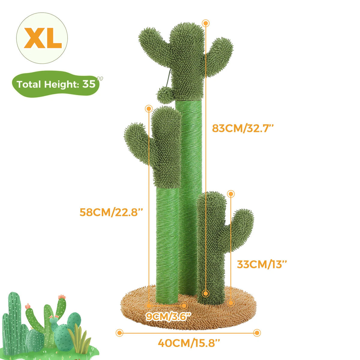 PEQULTI Cactus Cat Tree with Condo, Hammock and Scratching Post