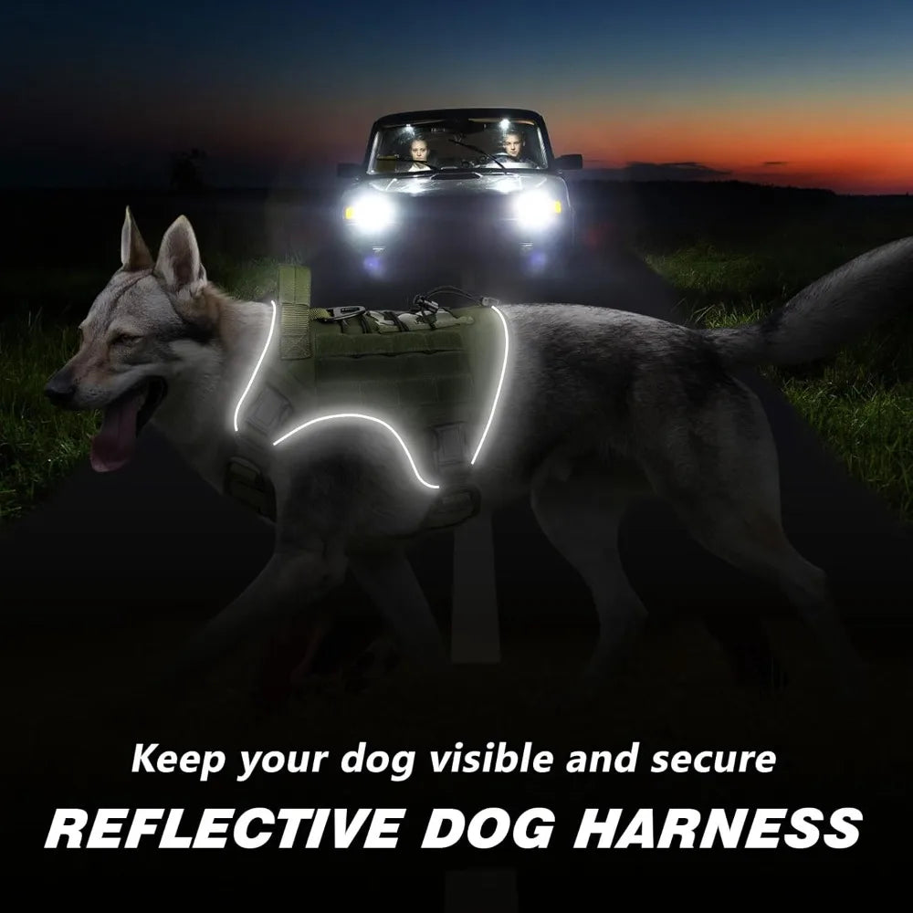 Tactical Dog Harness Reflective K9 Vest Heavy Duty No Pull With Handle Walking
