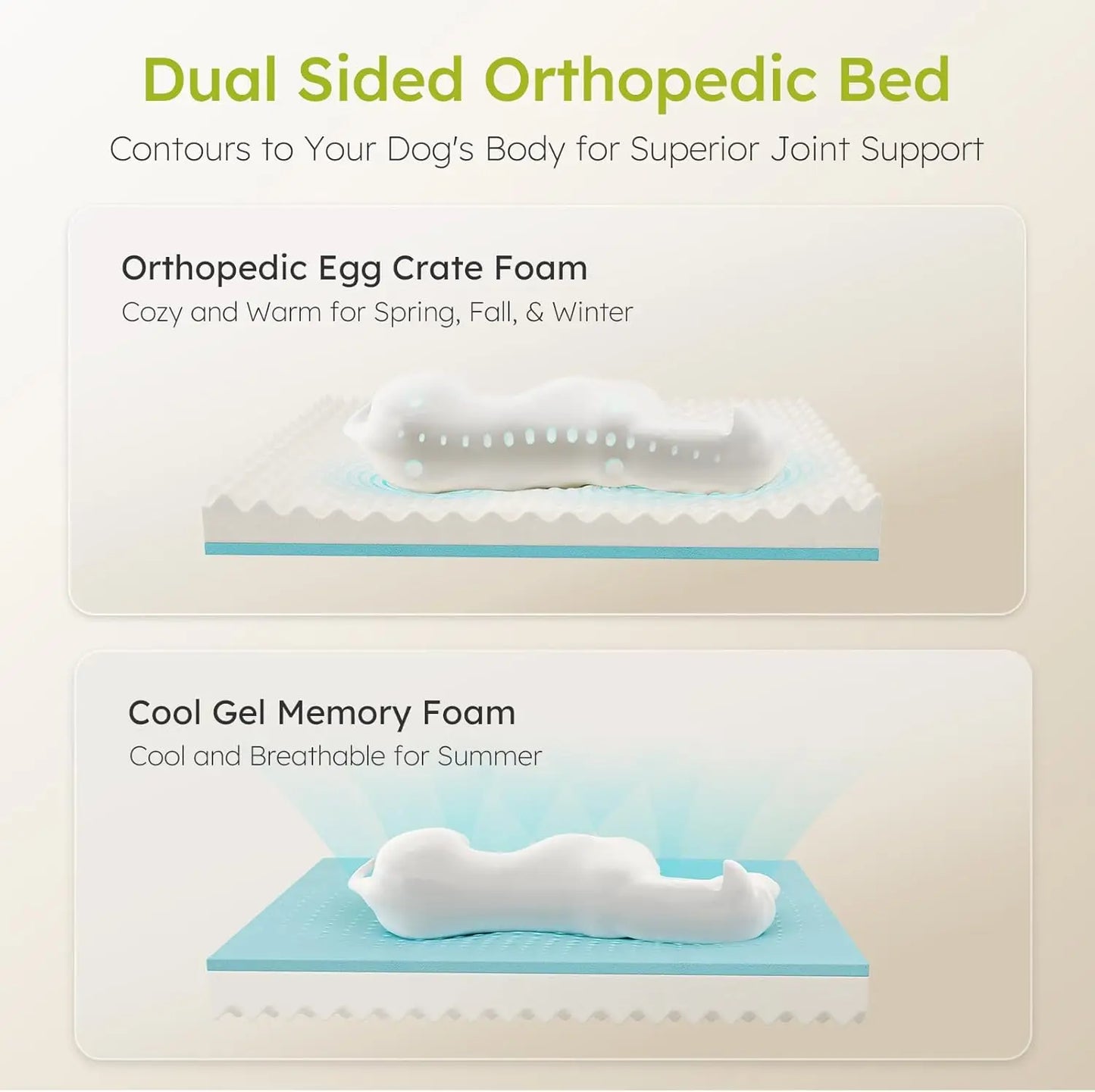 Orthopedic Dog Bed With Cooling Gel Memory Foam And Removable Cover