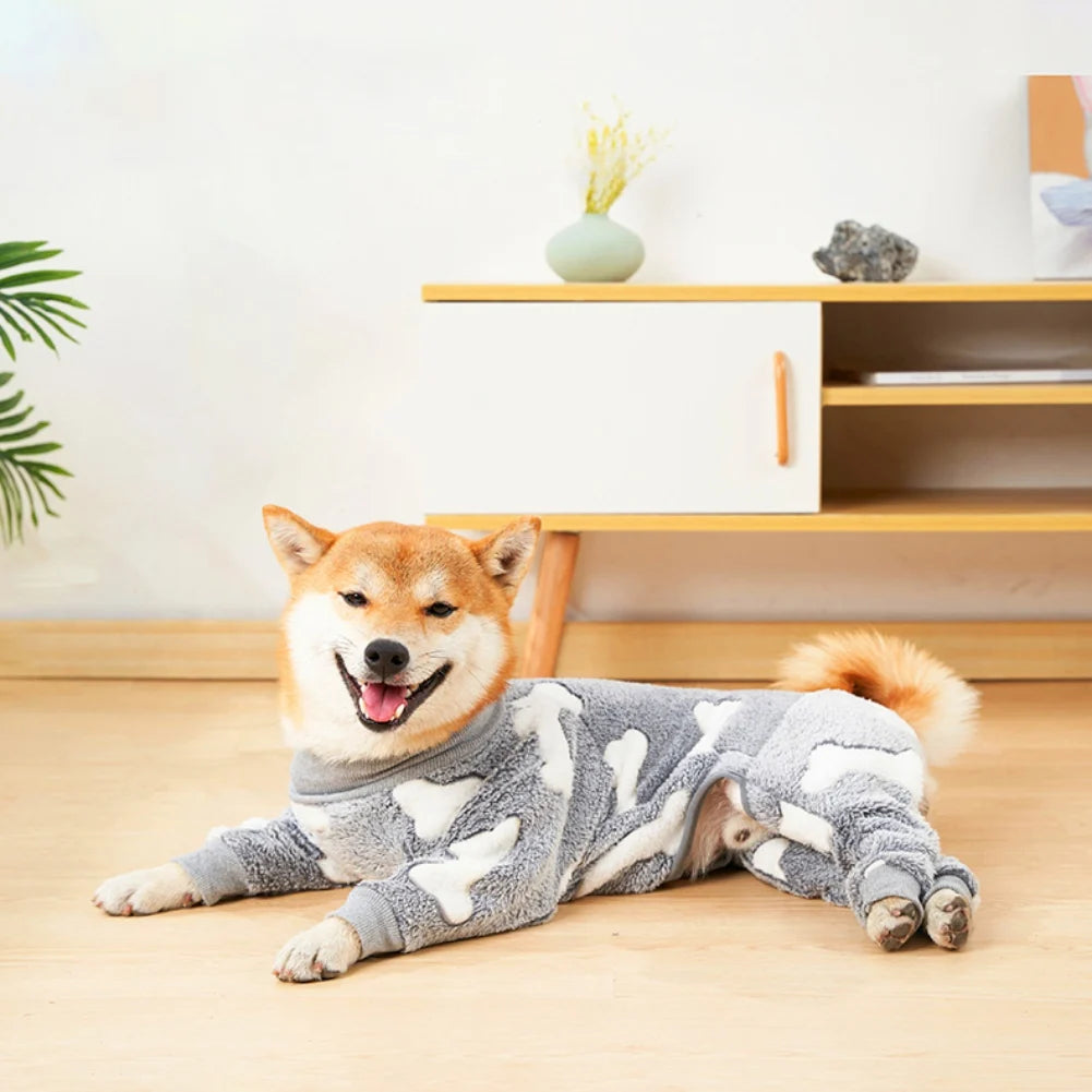 Winter Fleece Dog Pajamas Jumpsuit Costume For Pets