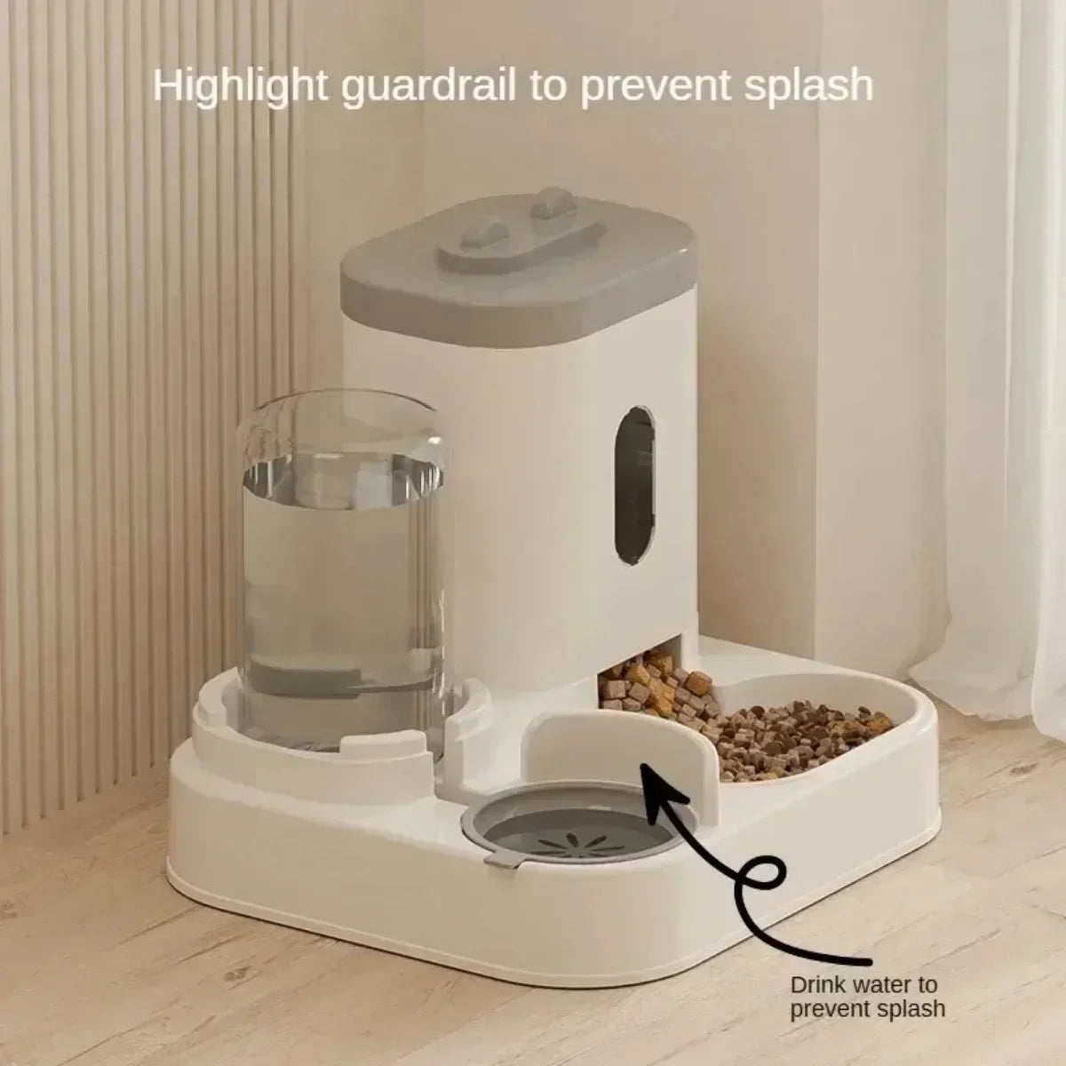 Automatic Pet Feeder With Water Fountain For Dogs And Cats