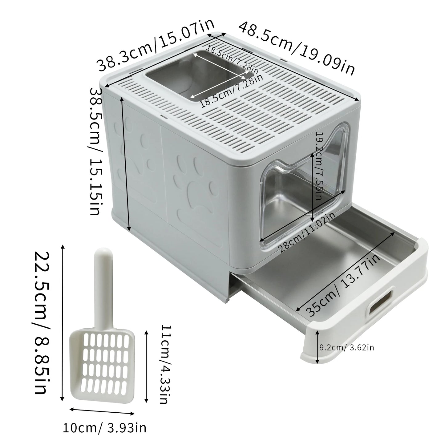 Enclosed Stainless Steel Cat Litter Box With Lid Top Entry High Sides