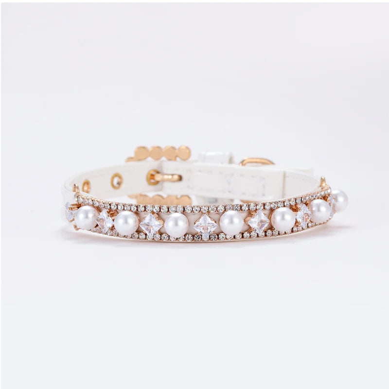 Luxury Pearl Rhinestone Cat Dog Necklace Collar