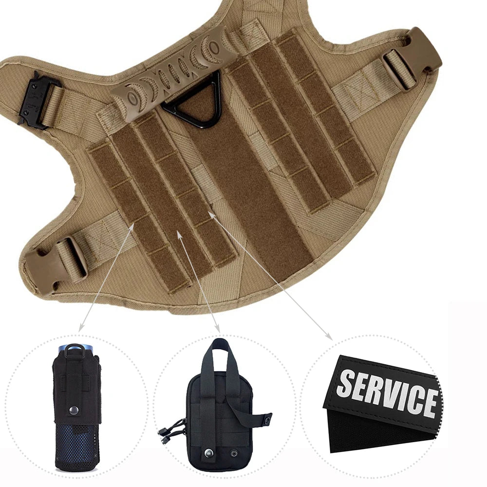 Tactical Dog Harness Vest With Molle Pouches For Training