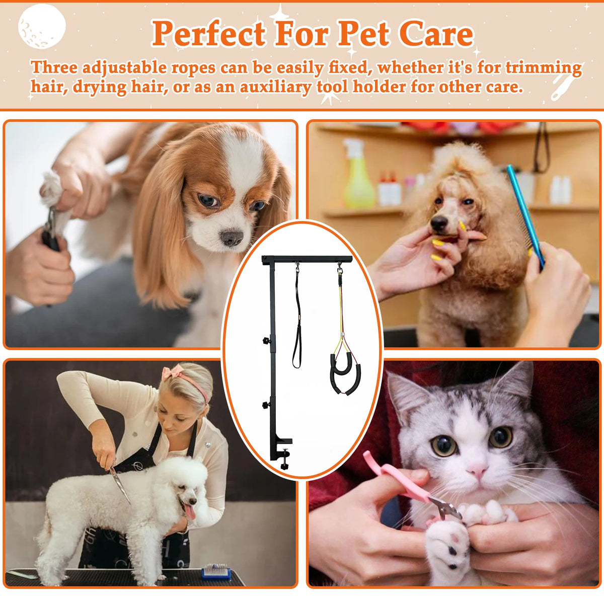 Adjustable Dog Grooming Arm with Table Clamp and Restraint Loops