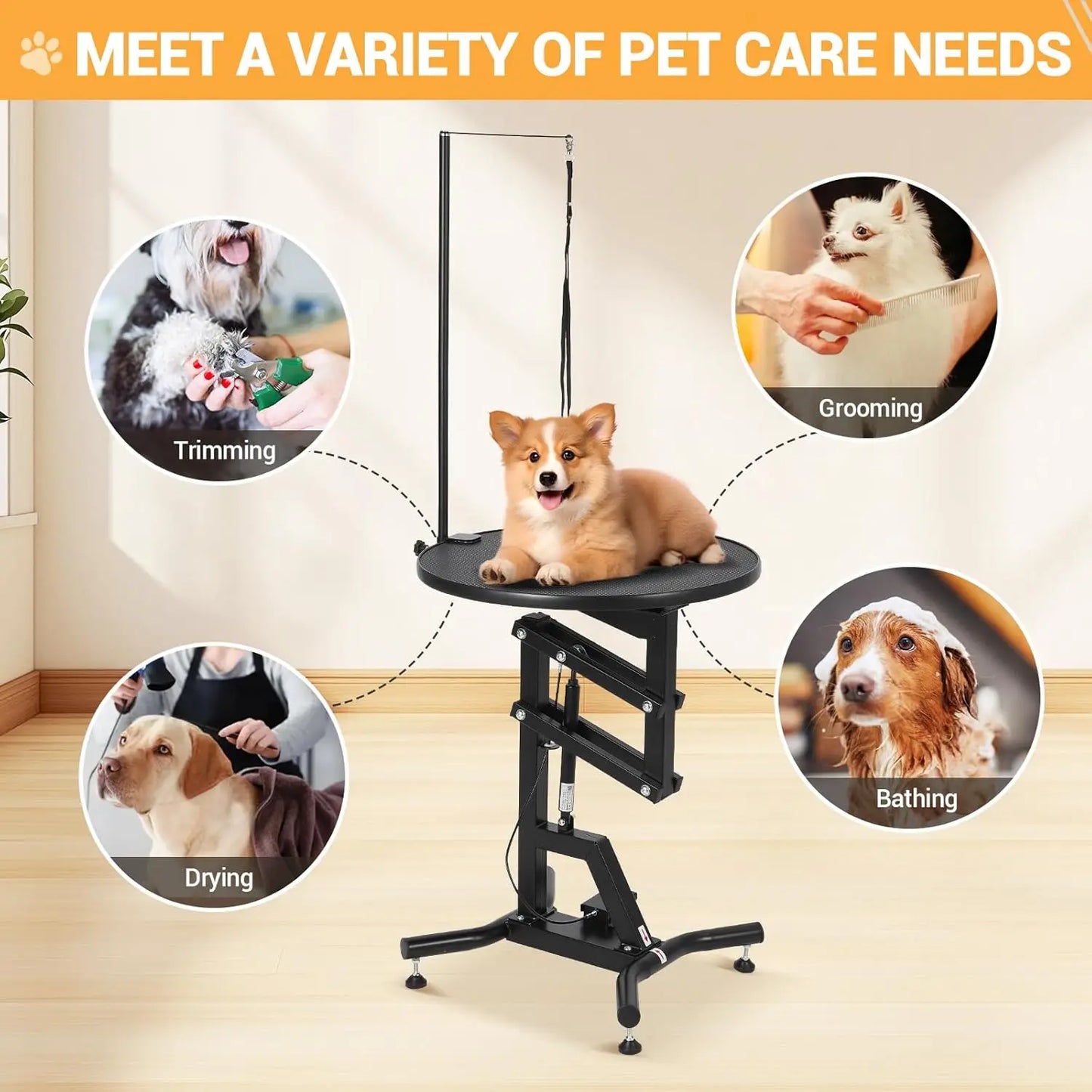 HiMISS Hydraulic Dog Grooming Table With 360 Degree Rotating Arm