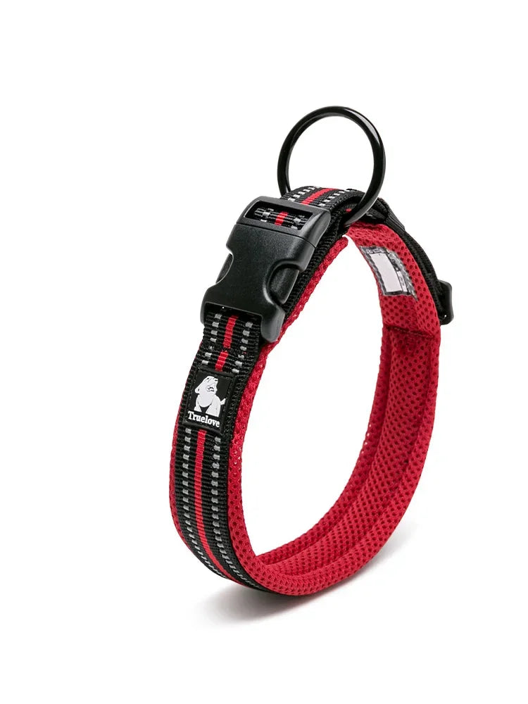 TRUELOVE Adjustable Nylon Dog Collar With Reflective Padded Design