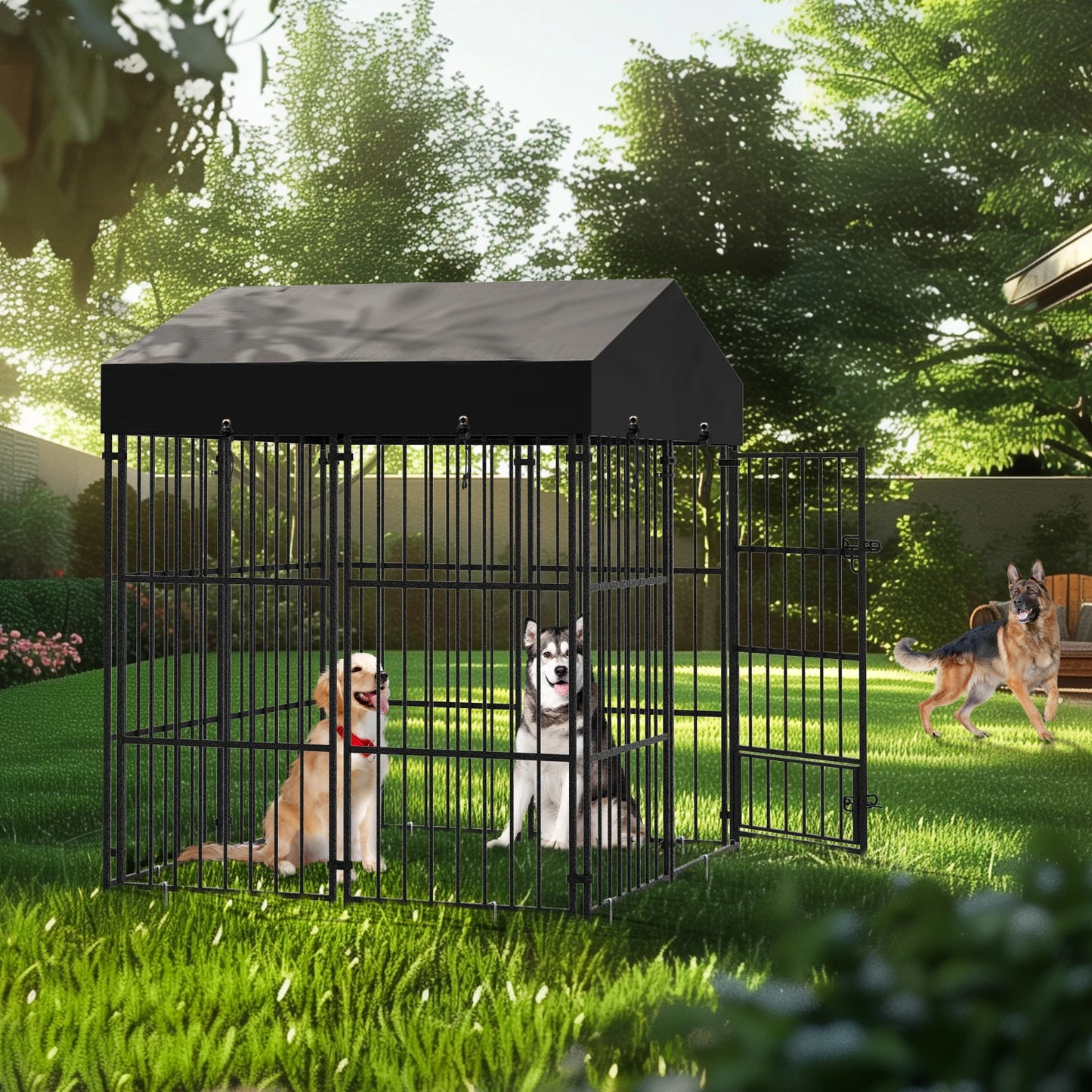 Outdoor Dog Kennel Enclosure With Roof Playpen For Pets