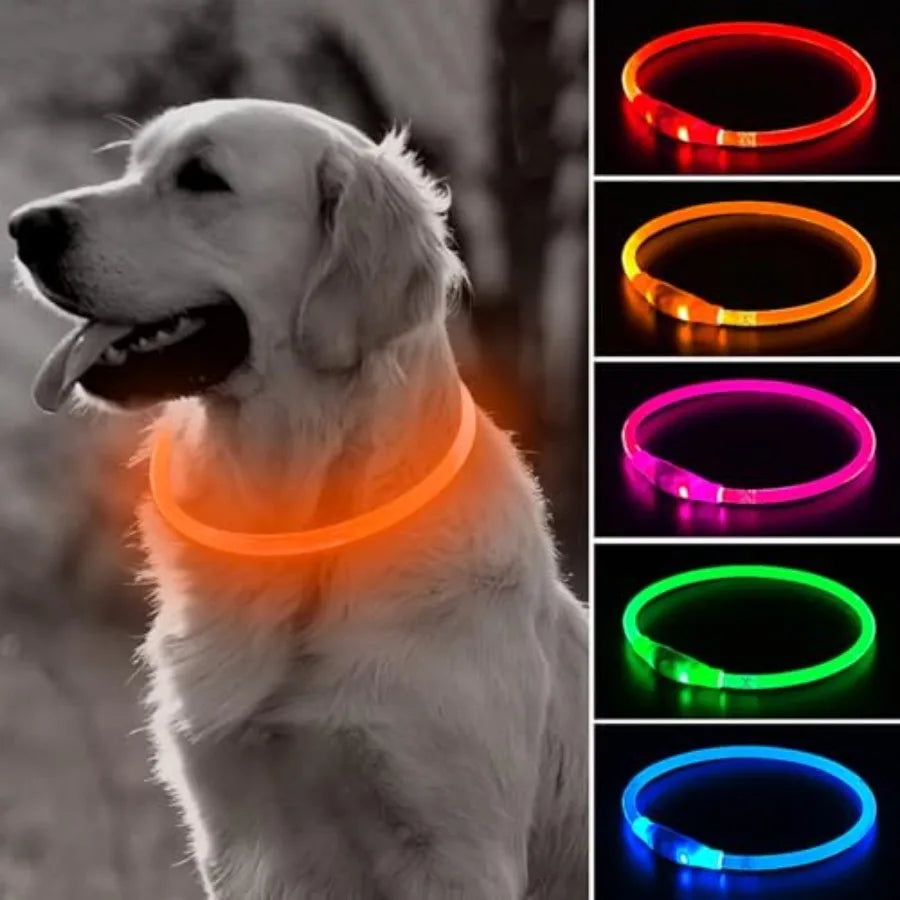 Light Up Dog Collar LED Glow TPU Rechargeable Pet Collar