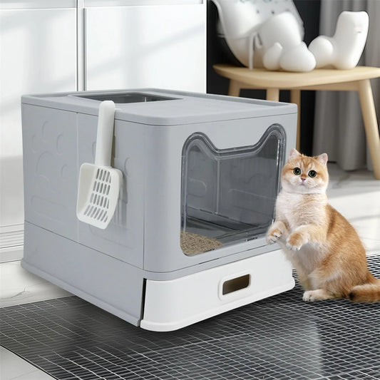 Enclosed Stainless Steel Cat Litter Box With Lid Top Entry High Sides