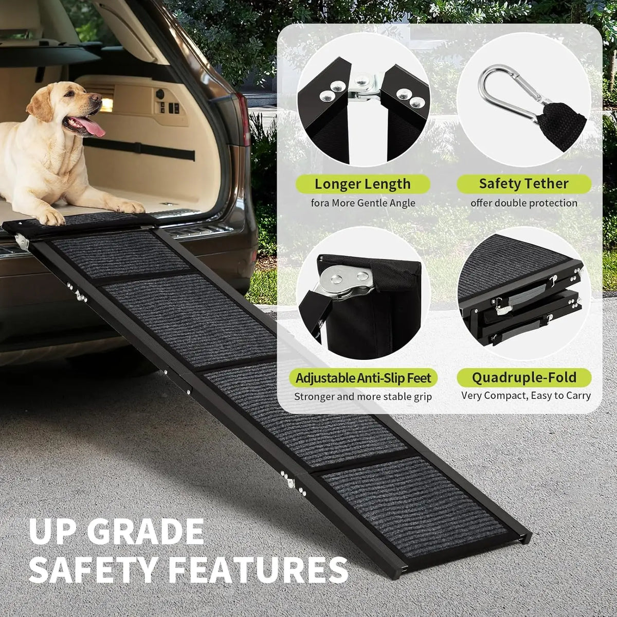 HiMISS Dog Door Folding Nonslip Pet Car Ramp for Dogs
