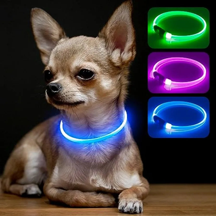 Light Up Dog Collar LED Glow TPU Rechargeable Pet Collar