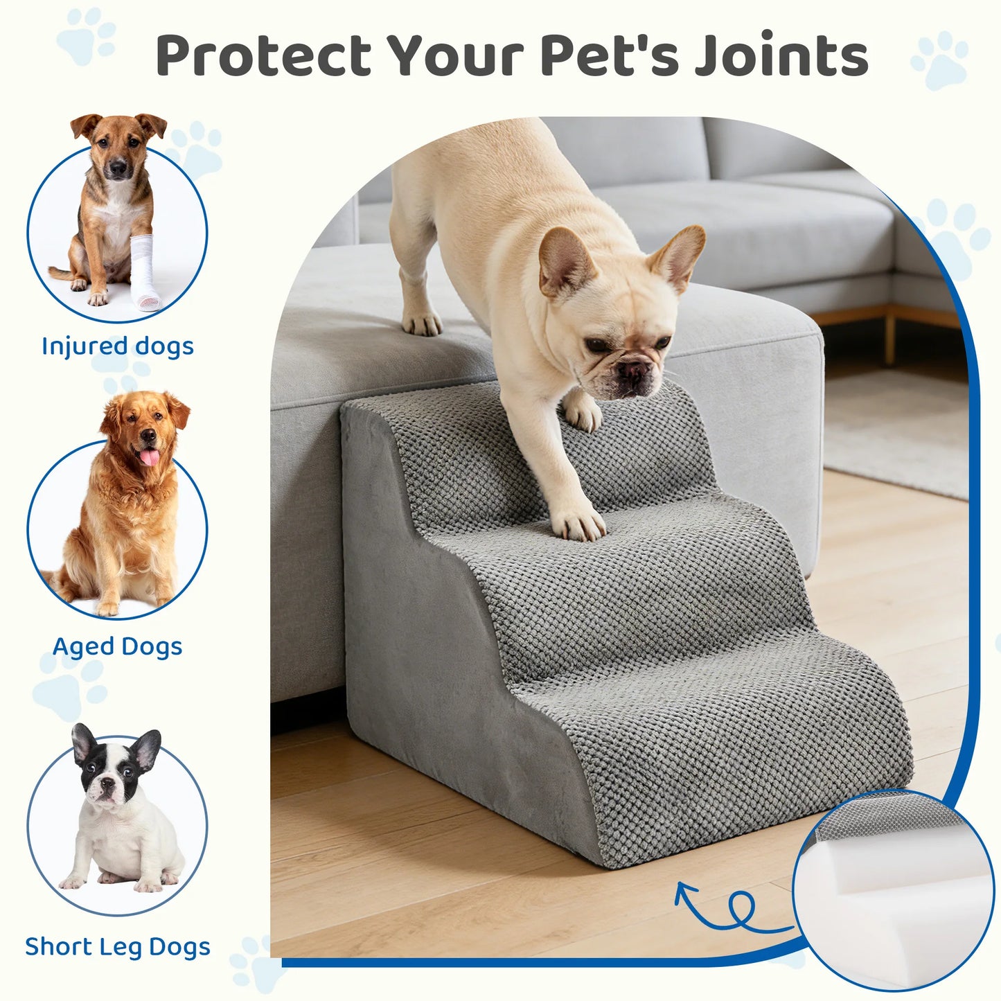 High Density Foam Dog Stairs Three To Five Steps Curved Indoor Ramp