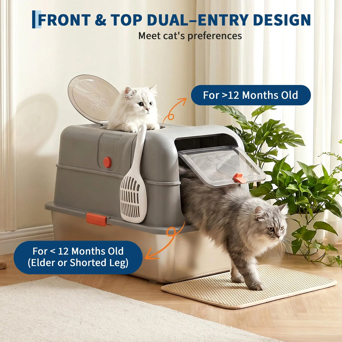Studyset Stainless Steel Enclosed Cat Litter Box With Scoop