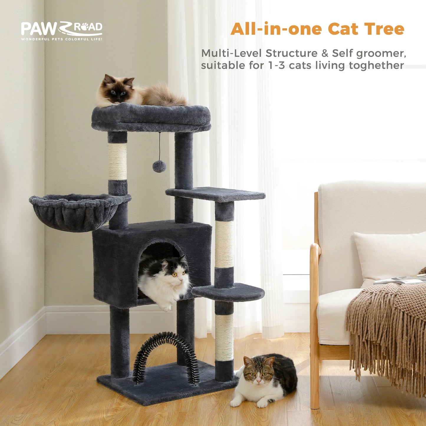 PAWZ Road Multi Level Cat Tree Tower With Sisal Posts