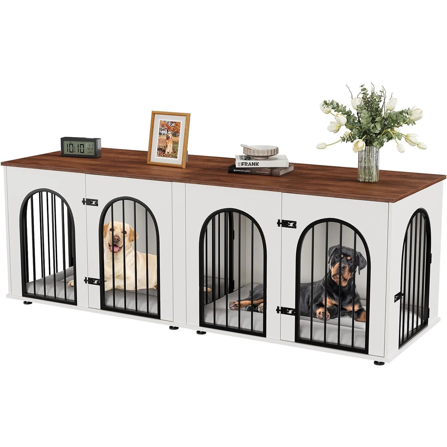 HiMISS Dog Crate Furniture for Two Dogs TV Stand Divider