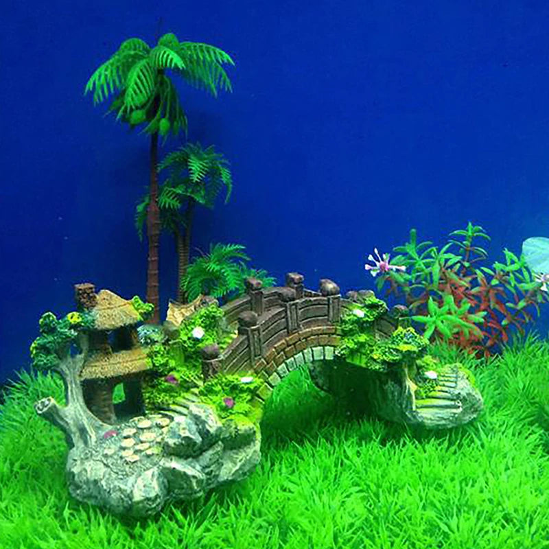 Resin Bridge Aquarium Ornament For Fish Tank Decoration