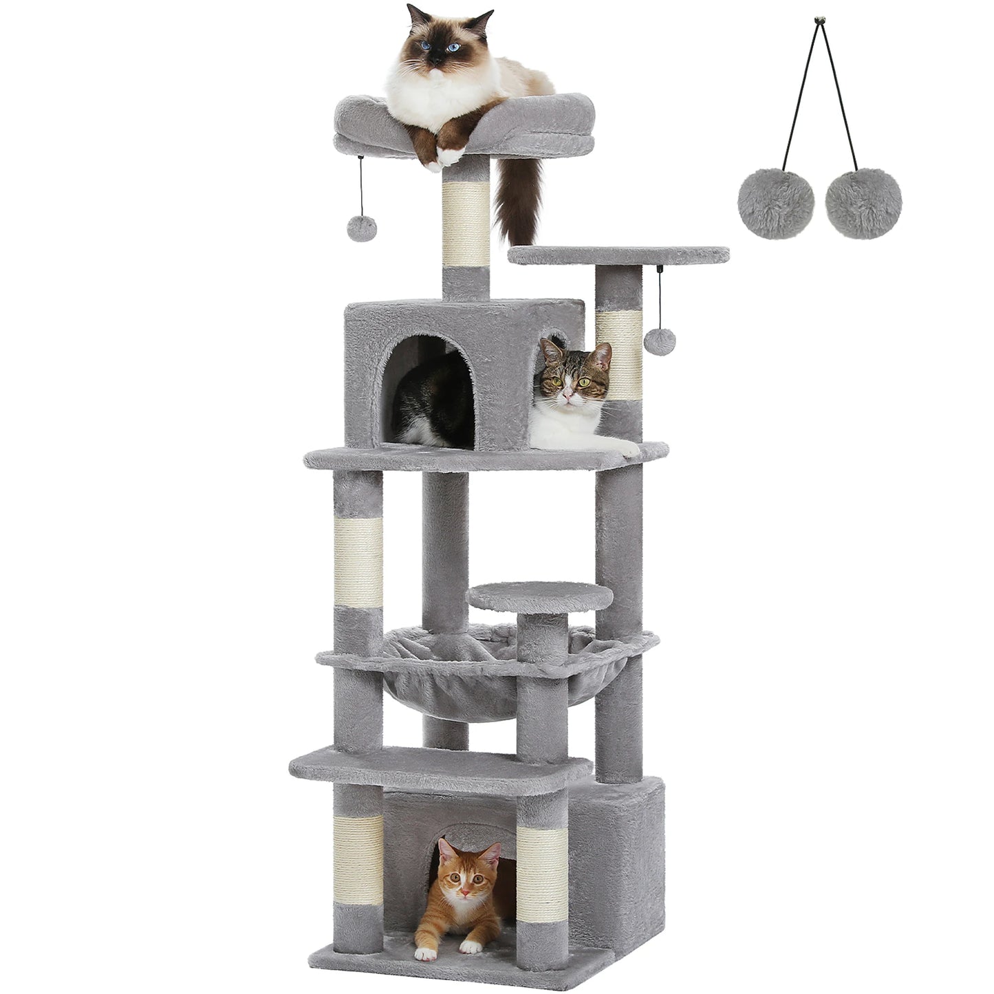 PEQULTI Cat Tree Tower Six Levels With Perches And Condos