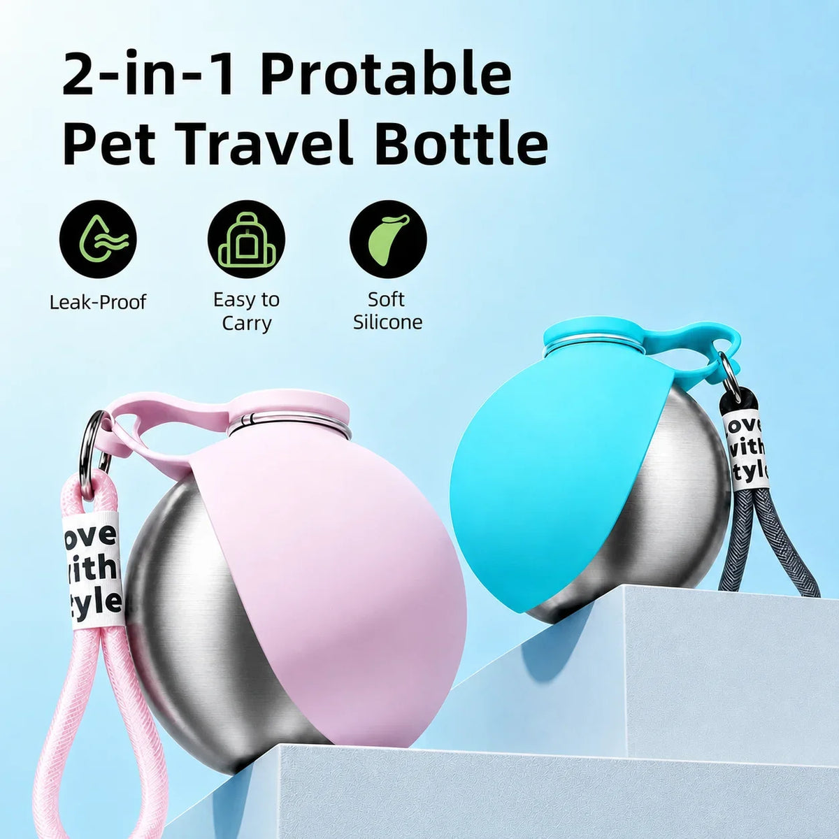 Portable Pet Water Dispenser With Foldable Bowl For Dogs and Cats