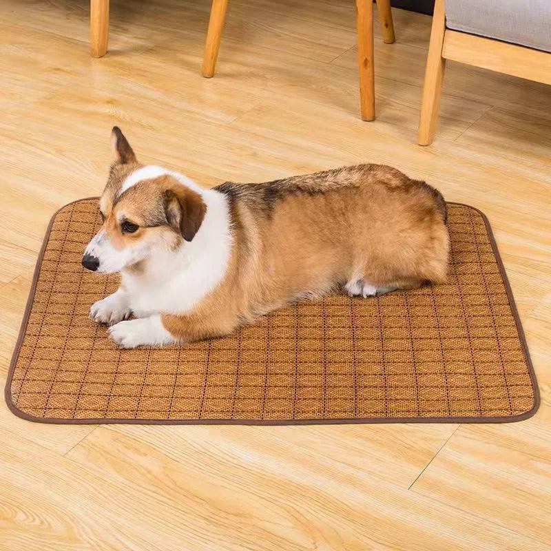 Dog Cooling Mat For Pets Bamboo Bed Ice Pad Comfort
