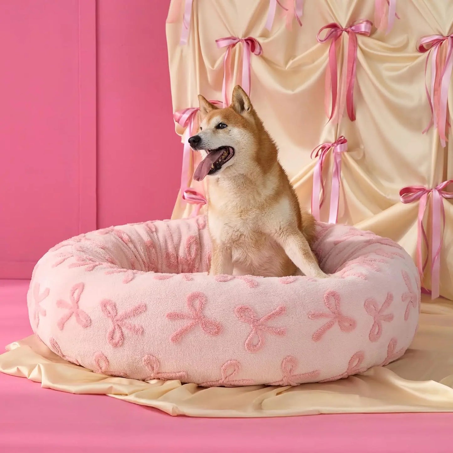 Donut Cat Bed Indoor Calming Plush With Anti Slip Bottom