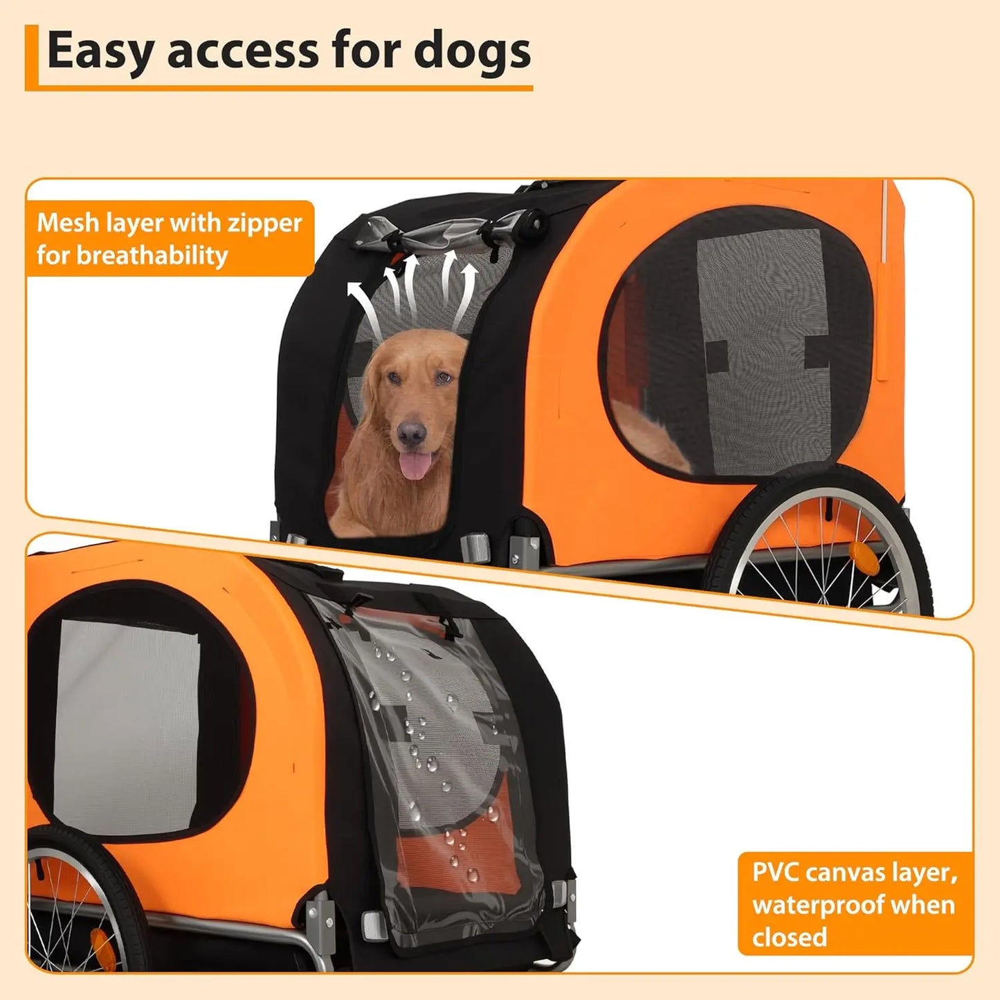 TWISTER.CK Dog Bike Trailer 88Lbs Capacity Foldable Oxford Carrier With Wheels