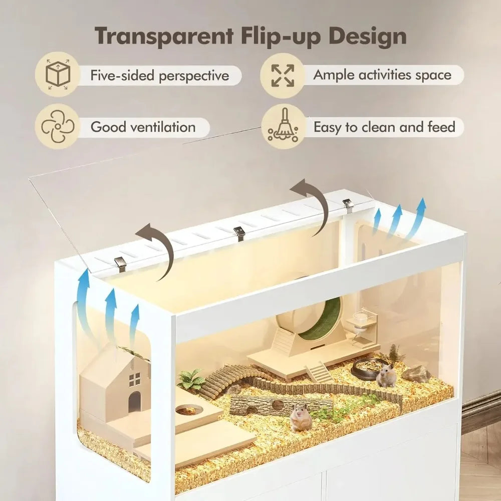 Hamster Cage With LED Lights And 360 Degree Acrylic View