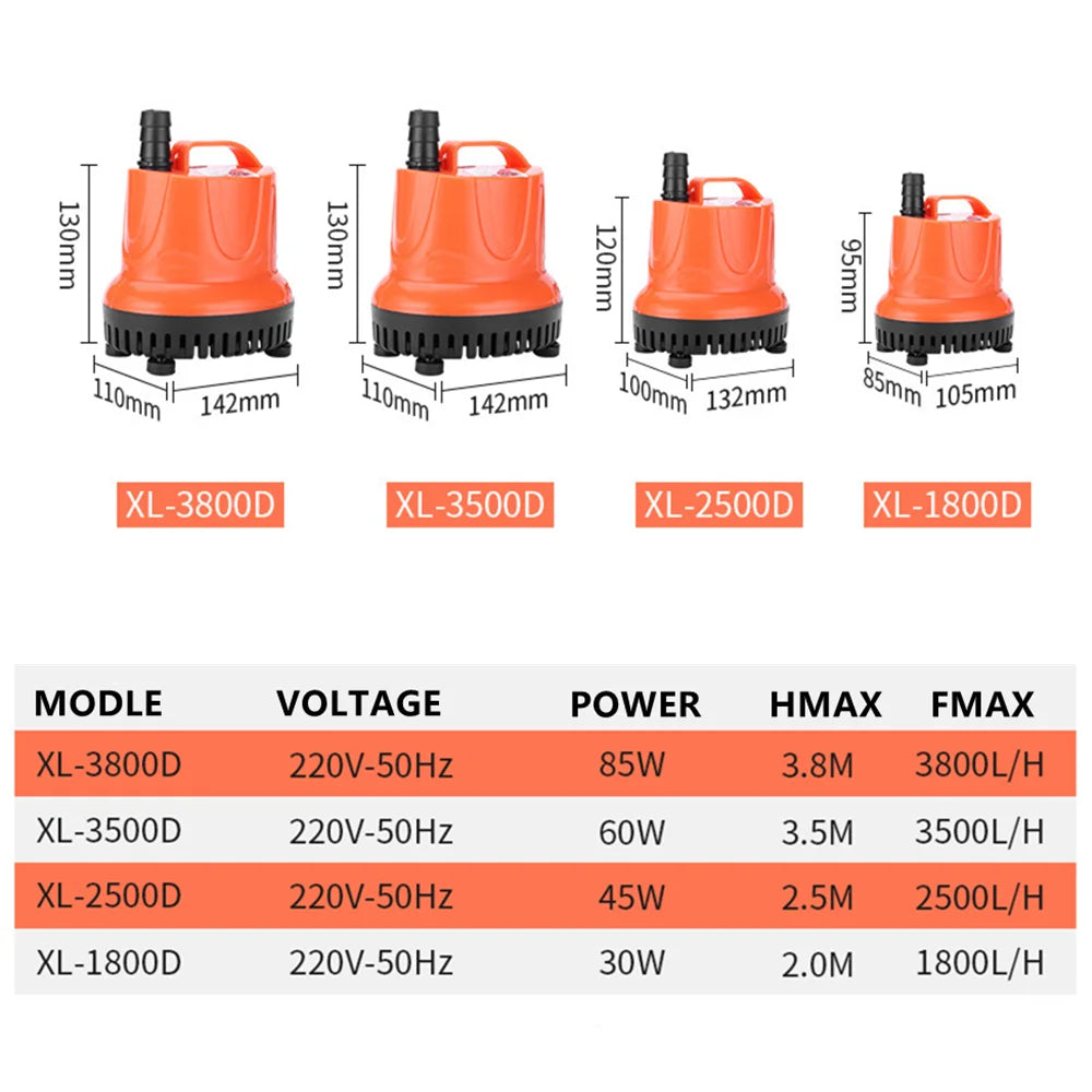 30 To 85W Fish Tank Bottom Suction Submersible Pump