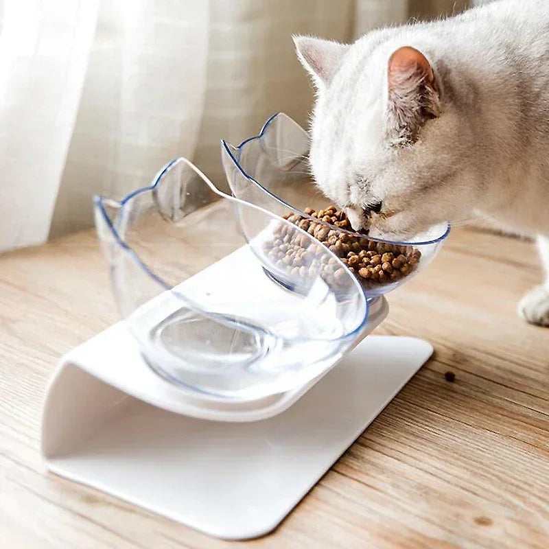 Non Slip Double Cat Bowl With Stand Feeding Water Bowl