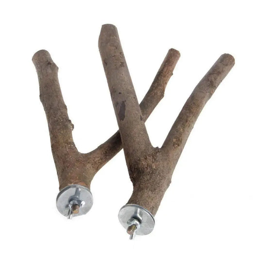 Wood Parrot Bird Stand Branch Rack Chew Toys 2 Pack