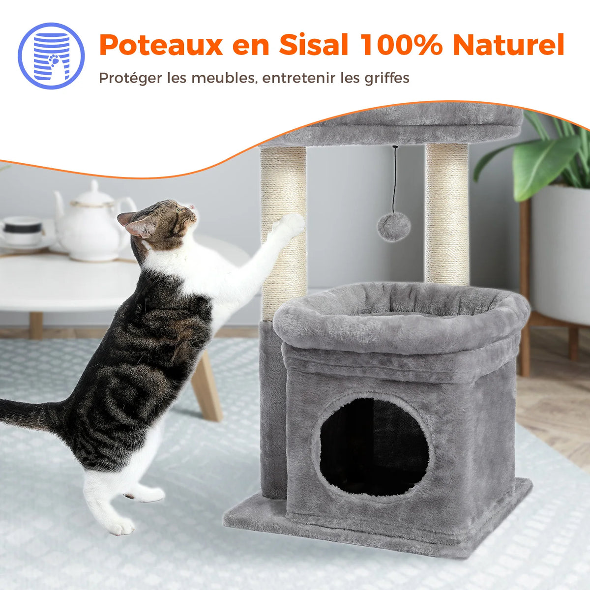 PAWZ Road Cat Tree With Sisal Posts And Cozy Condo
