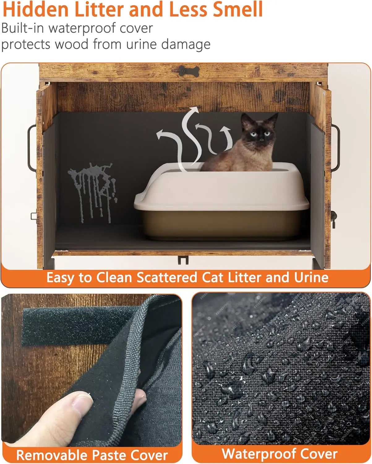 Indoor Cat Cage With Hidden Litter Box Enclosure Playpen