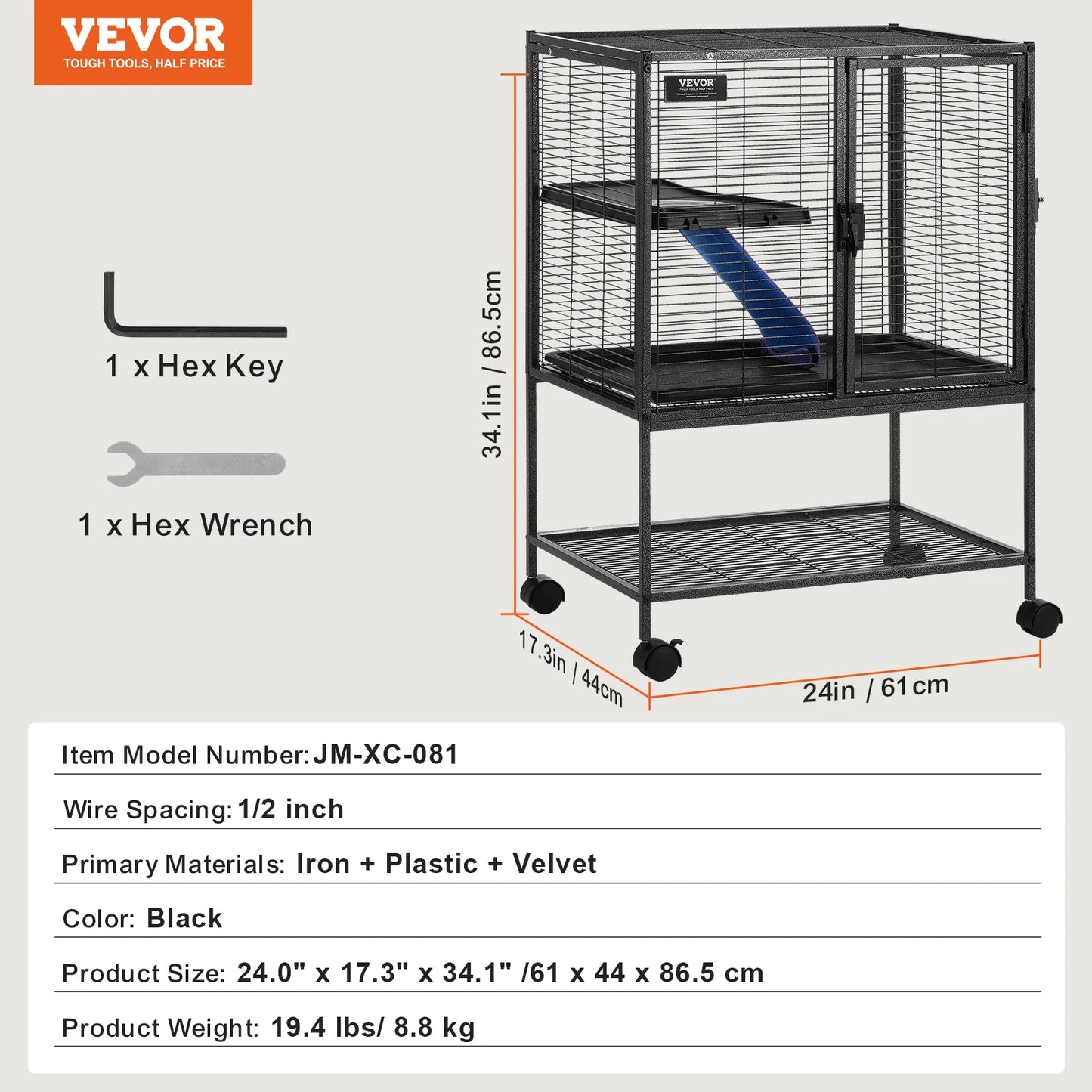 SucceBuy Large 4 Tier Rolling Metal Ferret Cage For Small Animals