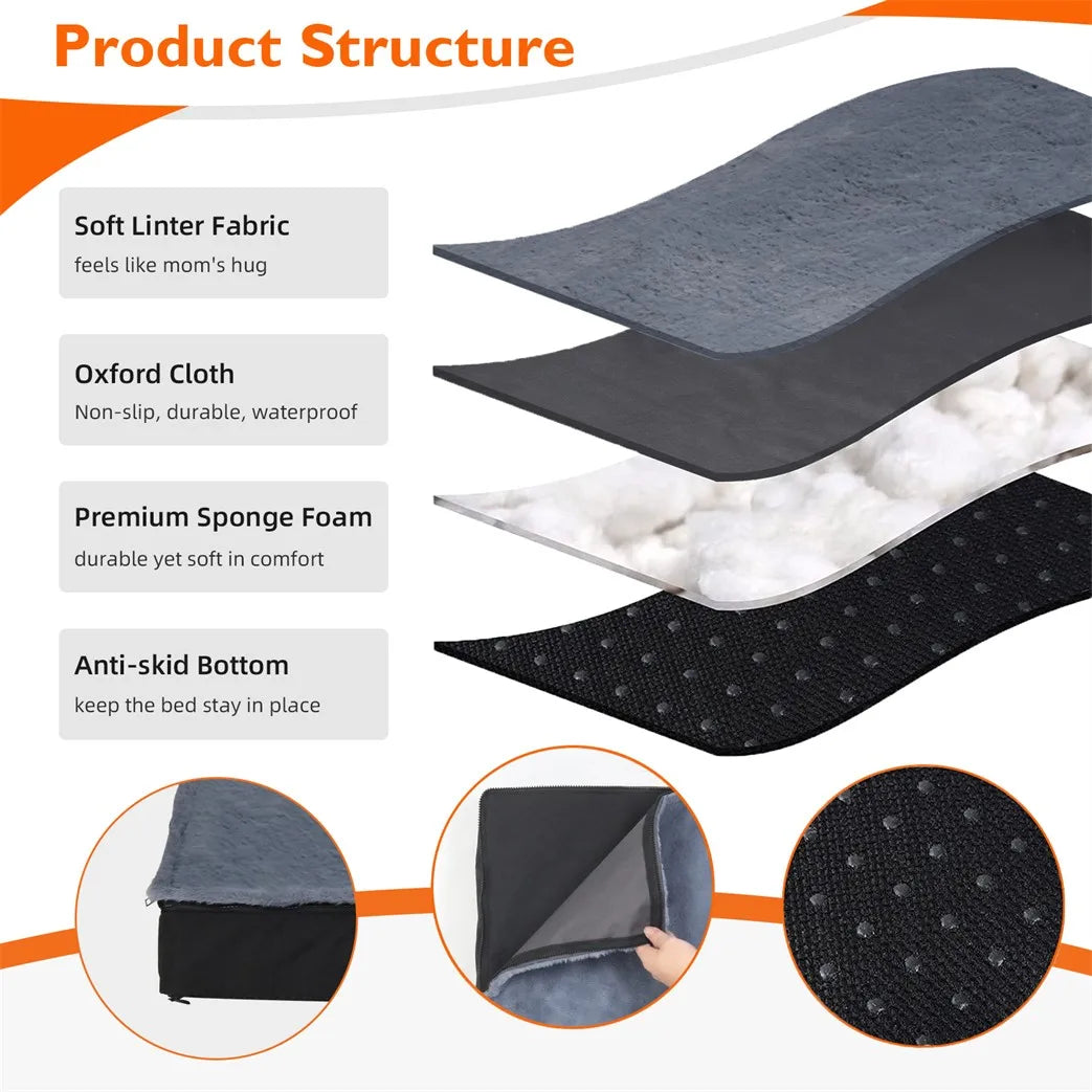 BORWART Orthopaedic Waterproof Dog Bed 2 In 1 Removable Cover