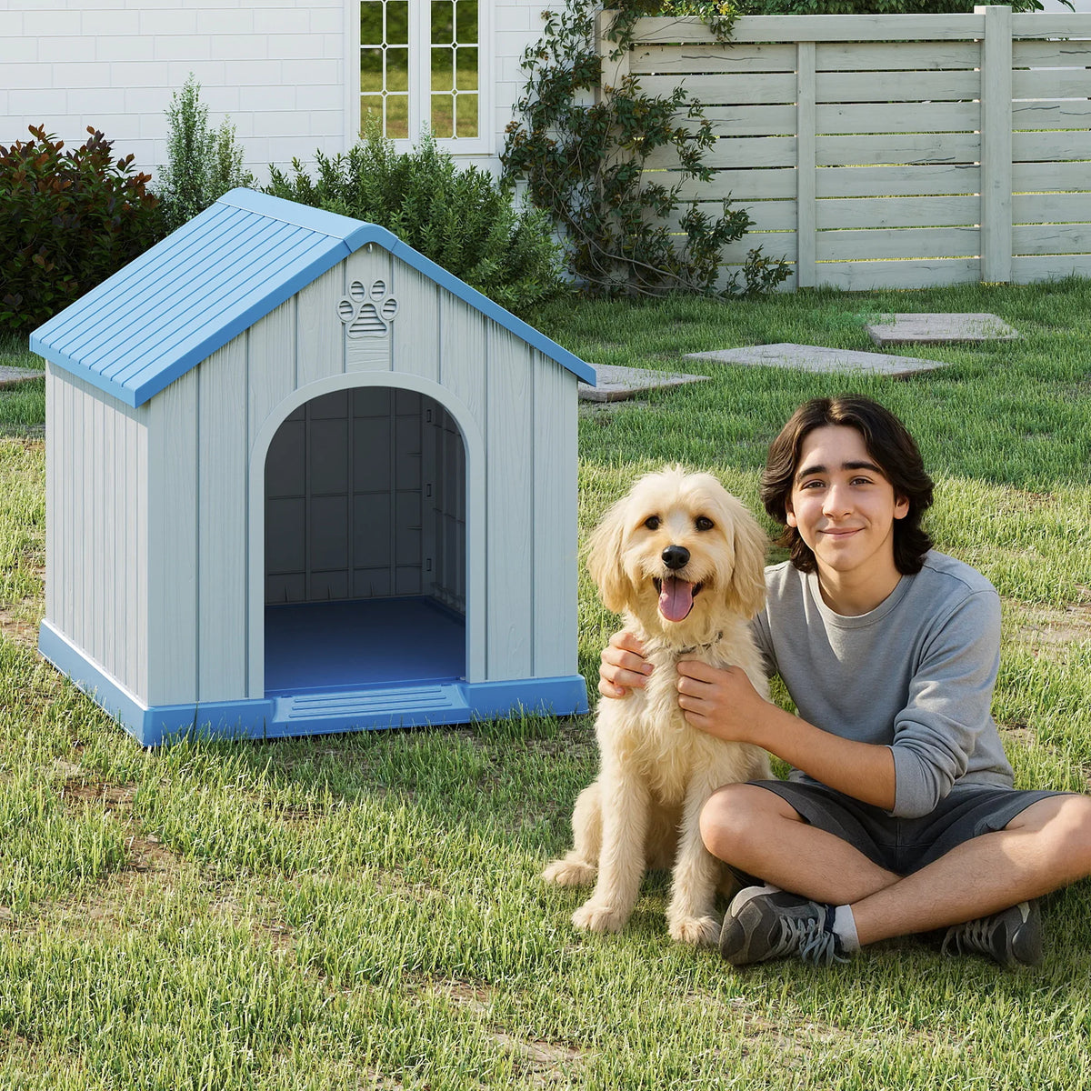 Weatherproof Plastic Dog House Shelter for Indoor and Outdoor Use