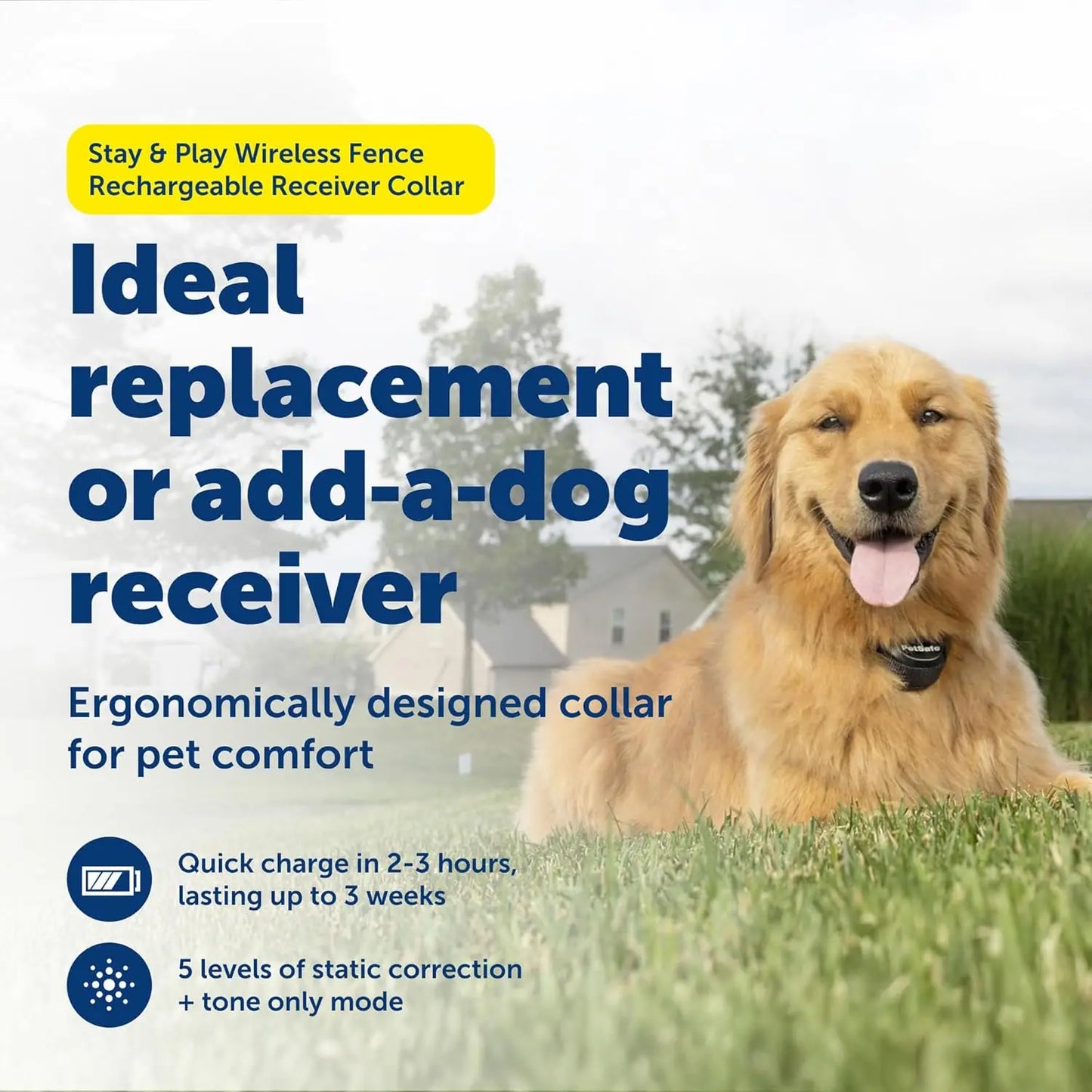Stay And Play Wireless Pet Fence Receiver Collar For Dogs And Cats Rechargeable