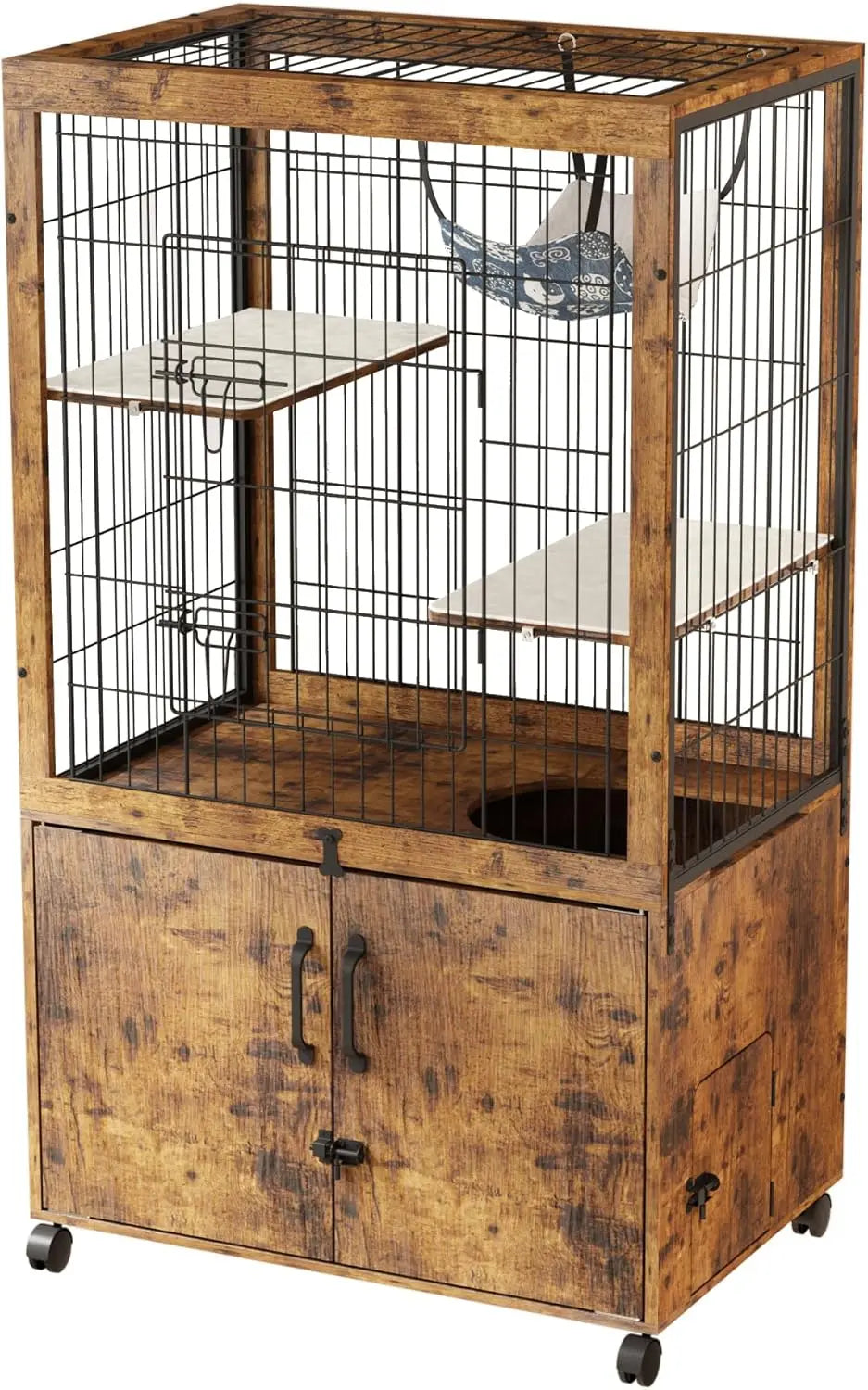 Indoor Cat Cage With Hidden Litter Box Enclosure Playpen