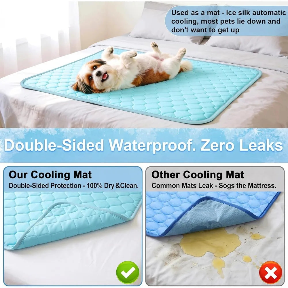 Waterproof Reversible Dog Cooling Mat Ice Silk For Sofa Bed