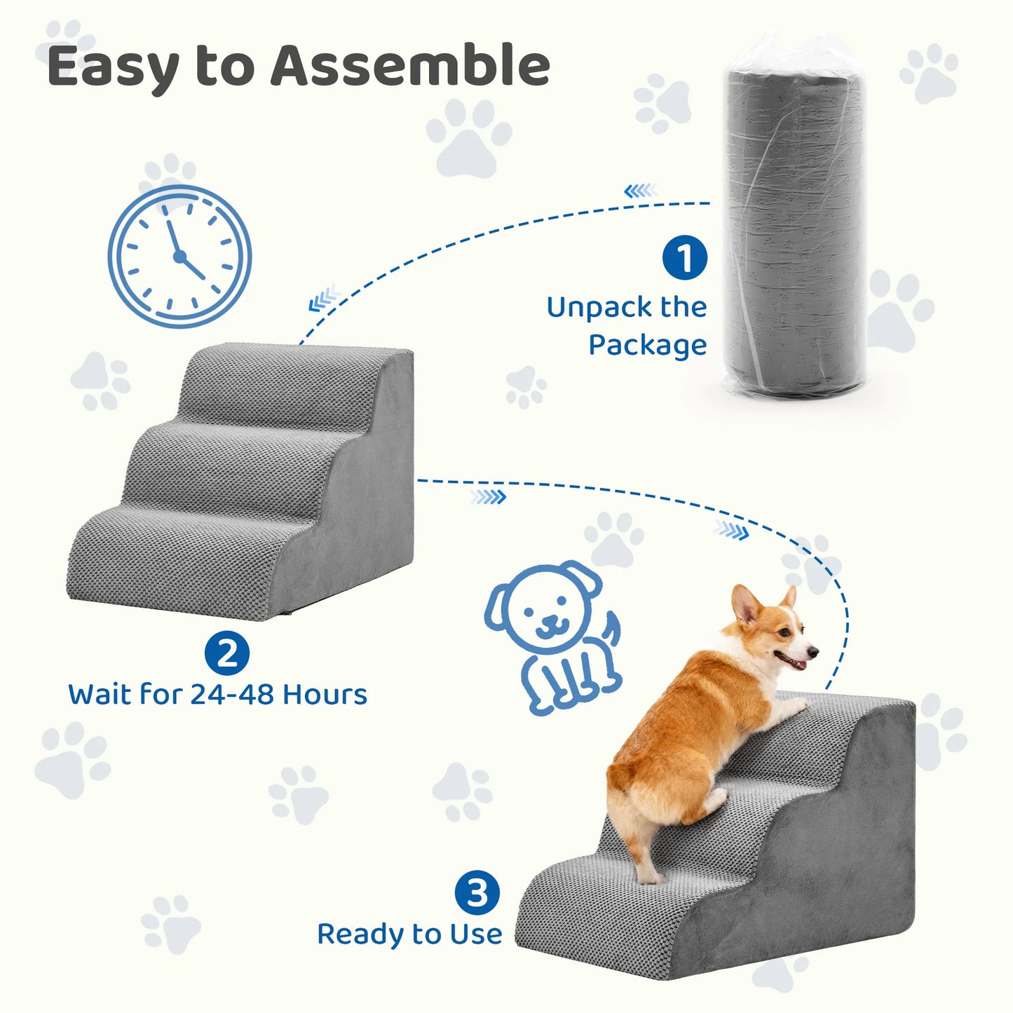 High Density Foam Dog Stairs Three To Five Steps Curved Indoor Ramp