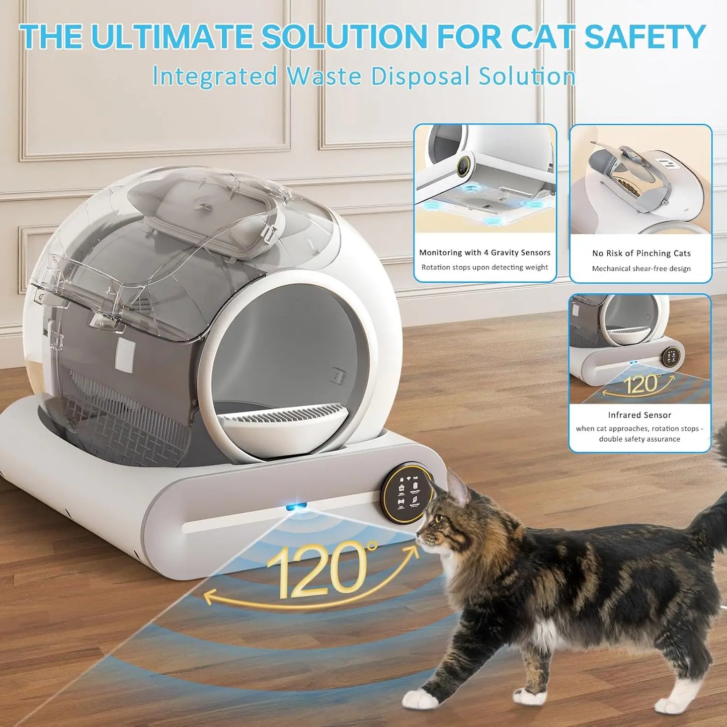 Self Cleaning Cat Litter Box Automatic Robot for Multiple Cats