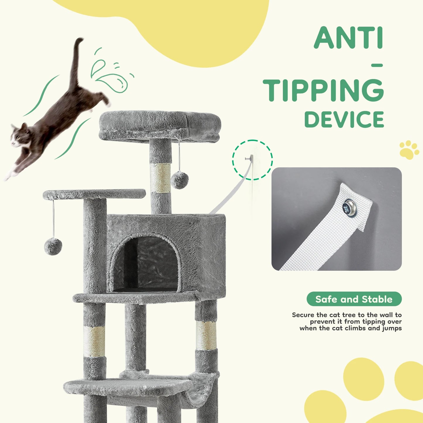 JHKCN Cat Tree Multi Cat Climbing Tower For Indoor Cats