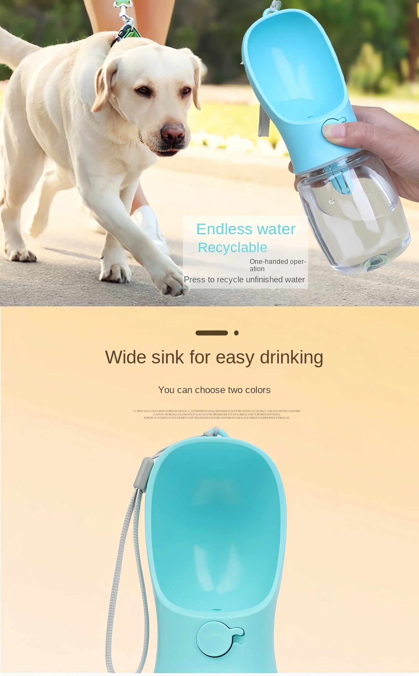 Portable Pet Water Bottle With Storage For Dogs And Cats