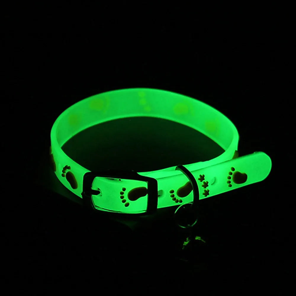 Luminous Cat Necklace Glowing Silicone Bell Collar AntiLoss For Pets